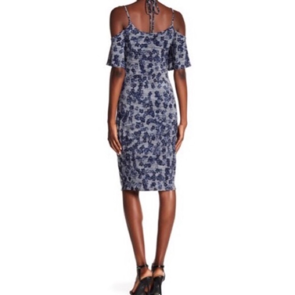 Rachel Roy Blue Floral Cold Shoulder Bodycon Dress - Picture 2 of 6